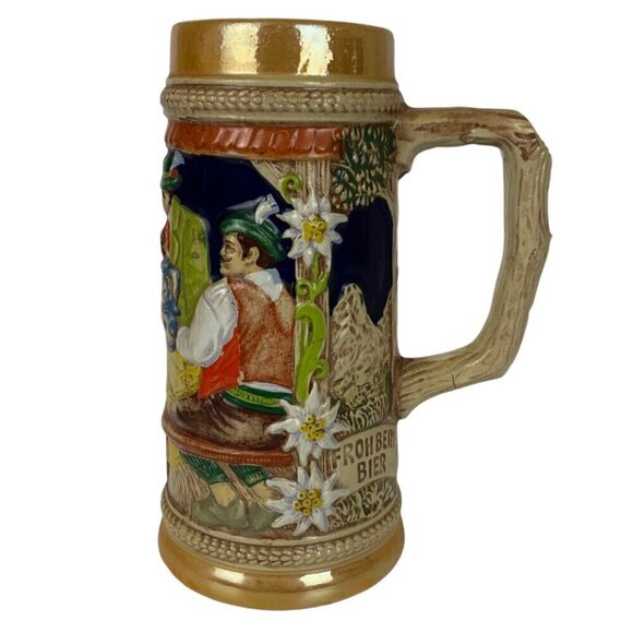 Gerz Original Beer Stein Mug Froh Beim Bier Vintage Hand-Painted West Germany - Picture 1 of 6